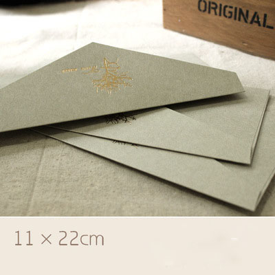Ezone 1pc konvolut i europæisk stil trykt stemplingsmønster kraftpapir konvolut 11*22cm tegnebogskonvolut: Grå