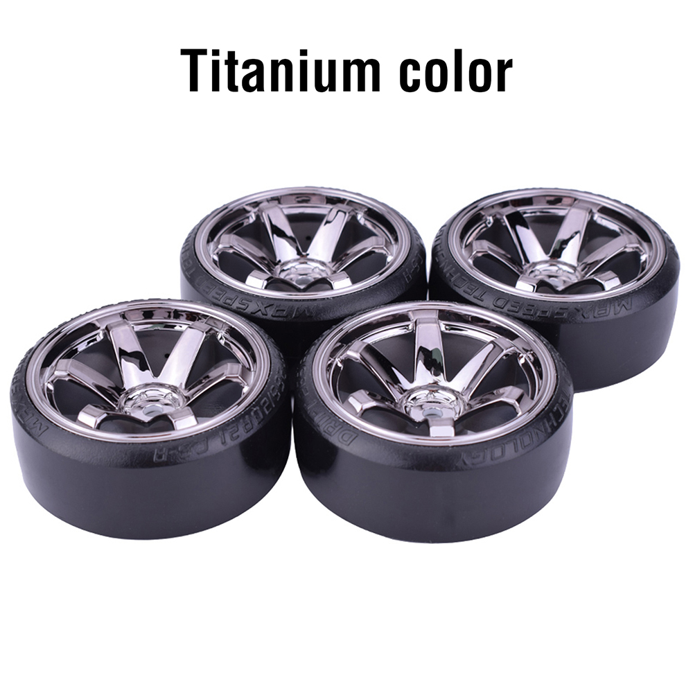 Lot de 4 moyeux de roue en alliage d'aluminium pour voitures Drift 1/10 RC | Remplacement universel pour les versions de course à plat | Mise à niveau légère et robuste (noir/bleu/café