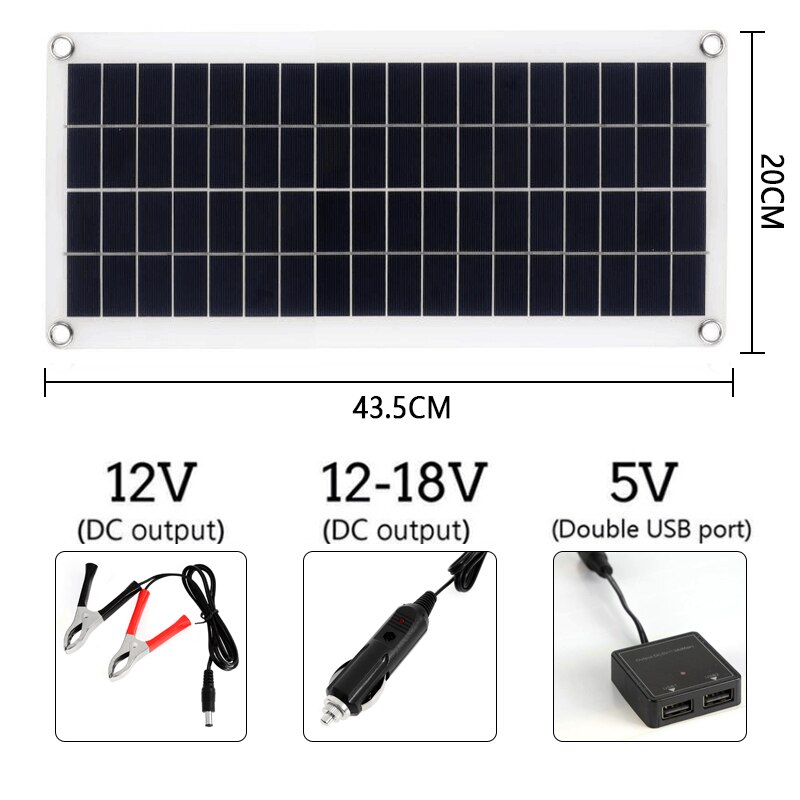 5V/12V 30W Flexible Solar Panel 10A-60A Controller Car Charger For RV Car Boat LCD Display PWM Solar Panel Charge Controller
