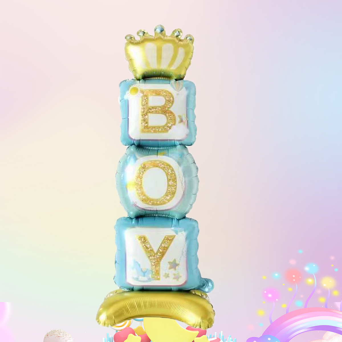 Corona Pedestal Niña Niño Globos de aluminio Baby SHowers Decoraciones para de primer cumpleaños