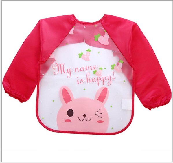 Cartoon Baby Lätzchen Wasserdicht Langarm Schürze Kinder Fütterung Kittel Lätzchen Spuck Kleidung Weiche Essen Kleinkind Baberos Bavoir Kleidung: Red Rabbit