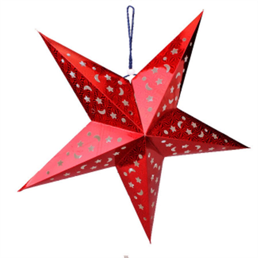 1PC 30cm-45cm-60cm Shiny Star Paper Lampshade lanterns Party Decoration Craft For Wedding Christmas Party Decoration Supplies: red / 60cm