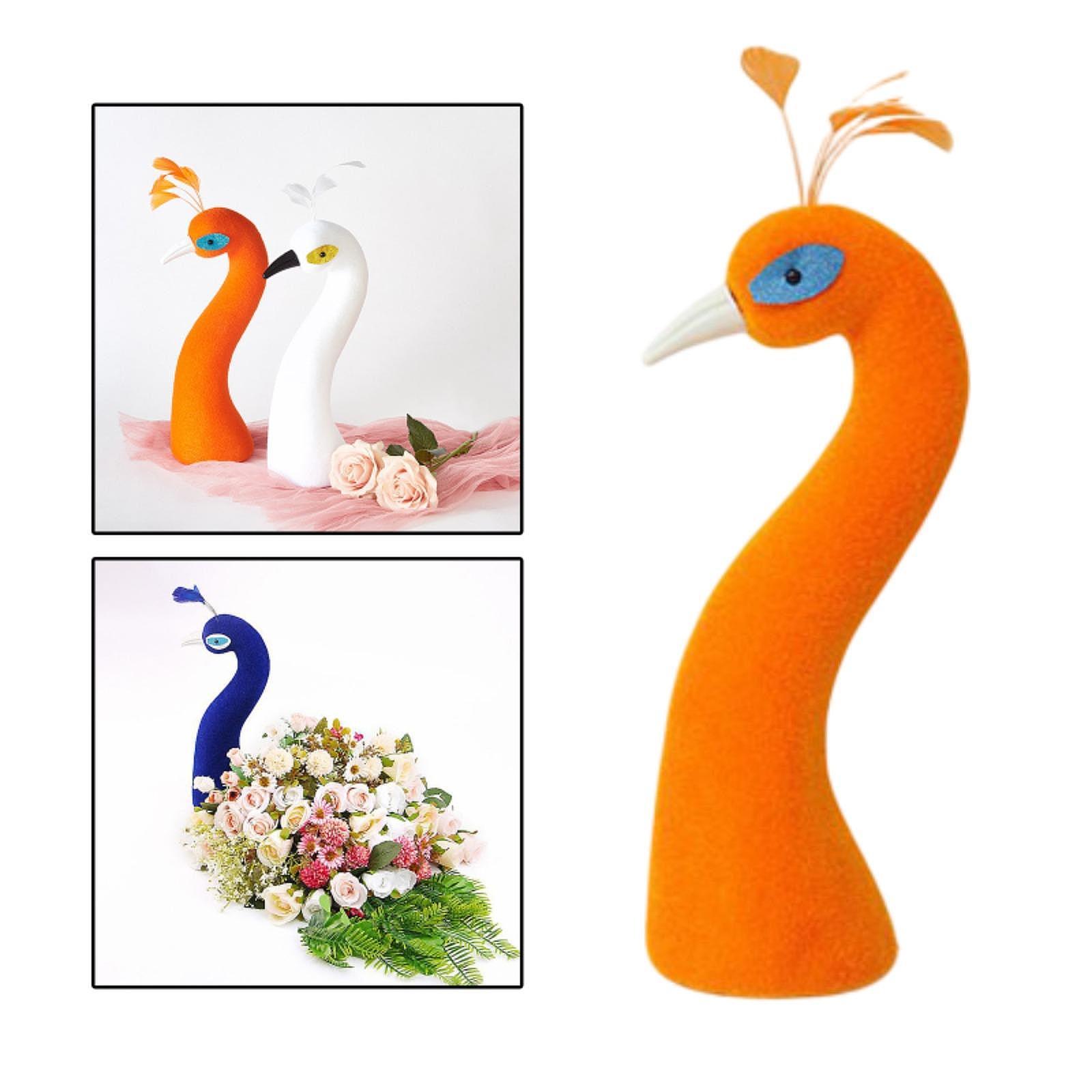 Peacock mannequin head flower arrangement decor decorative figure foam: Orange