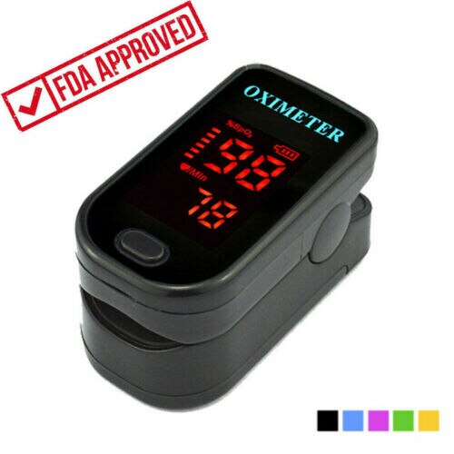 LED Finger Pulse Oximeter Blood SPO2 Oxygen Level PR Saturation Heart Rate Patient Monitor Party Favor Pouch&Lanyard