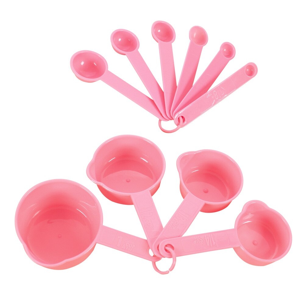 10 cucharas medidoras unids/set cuchara de medir de plástico cuchara de medir útil para hornear pasteles de azúcar cuchara de cocina herramientas de medición para hornear herramientas de panadería: pink