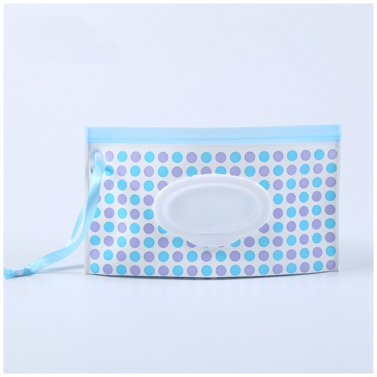 Natte Doekjes Tas Clamshell Cosmetische Pouch Clutch en Schoon dragen Snap-strap Doekjes Container Doekjes Milieuvriendelijke Tissue dozen: blue