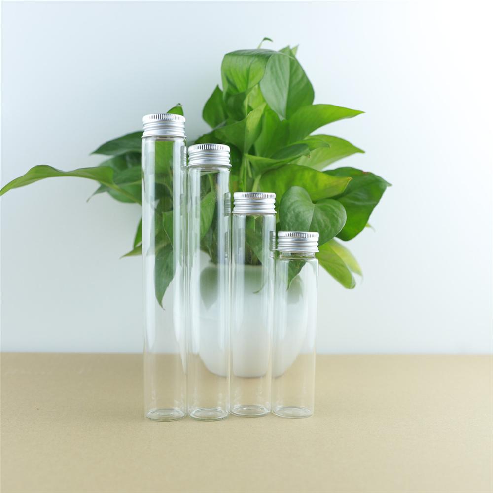 12 Stks/partij 60Ml/80Ml/100Ml/110Ml Glazen Flessen Aluminium Cap Leuke Jar Flesjes diy Craft Container Transparante Parfumflesjes