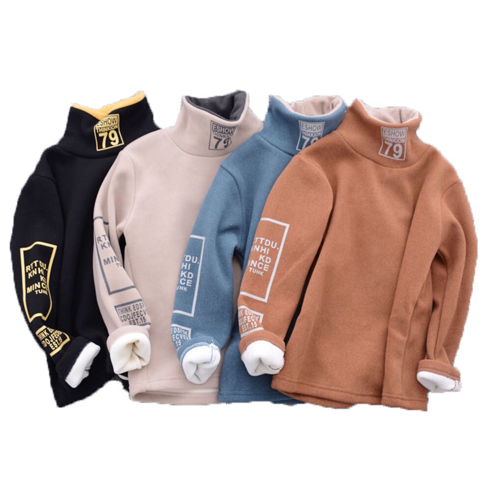 Kinderen Truien Plus Fluwelen Verdikking Jongens En Meisjes Herfst En Winter Grote Kinderen T-shirt Kinderen Dieptepunt Shirt