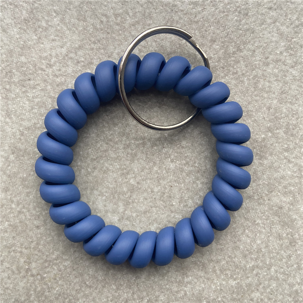 Pulsera elástica, llavero con resorte, pulsera en espiral Flexible, soporte para llaves para gimnasio, piscina, tarjeta de identificación, deportes: Azul