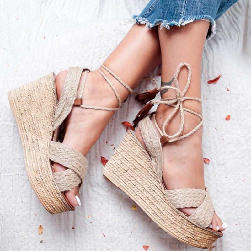 Oeak Zomer Vrouwen Sandalen Platform Wedge Sandalen Vrouwen Rits Solid Zomer Schoenen Gladiator Sandalen Big Size