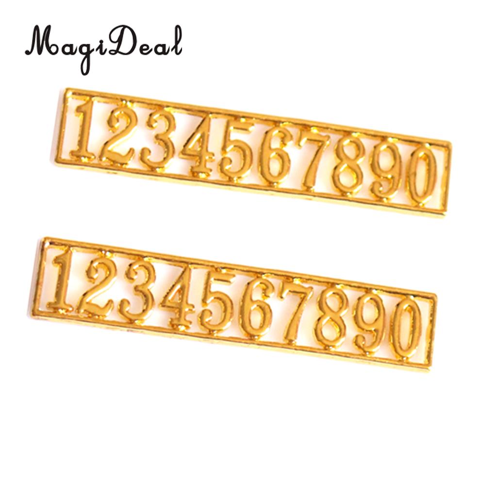 MagiDeal Vintage 1/12 Scale Golden Dolls House Miniature Set of Metal Numbers 0-9 Door for Office Bedroom Bar Pub Acce
