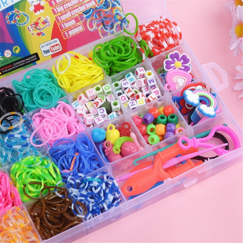 1500 Uds gomas Arco Iris conjunto chico Multi-funcional clásico práctica Diy telar banda Arco Iris pulsera tejida para niña