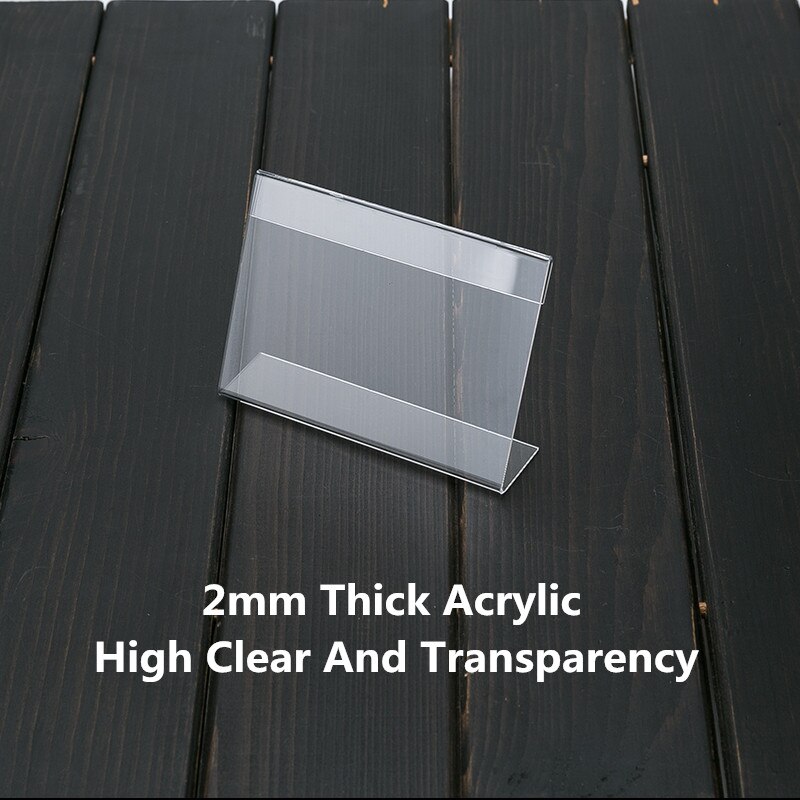 10pcs 9*6cm Acrylic Clear Plastic Desk Sign Label Stand L Shape Table Card Price Tag Holders Frame Label Tag Paper Display