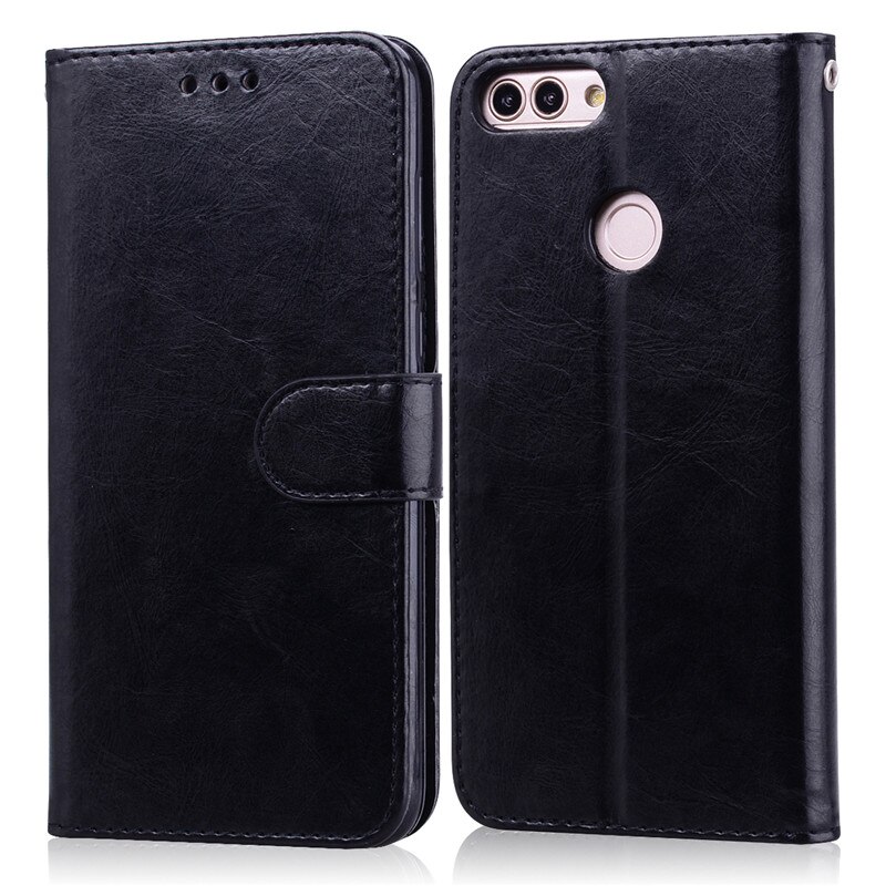 Huawei P Smart Leder Flip Telefon Fall Für Huawei P Smart Abdeckung ABB-LX1 5,65 zoll Coque fall Für Huawei P Smart Funda: Black