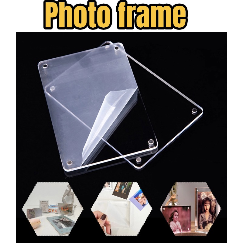 Transparent Acrylic Top Gem Boxes Clear Photo Frame Magnetic Creativ Gemstone Casket Diamond Display Stand Holder Deck Decor