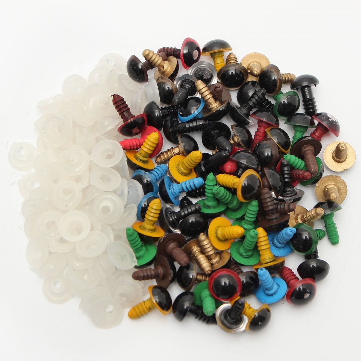 80 stk /40 par 10mm blandingsfarvede plastik sikkerhedsøjne diy til bamse udstoppet legetøj snap dyr dukke dukke håndværk legetøjsdel