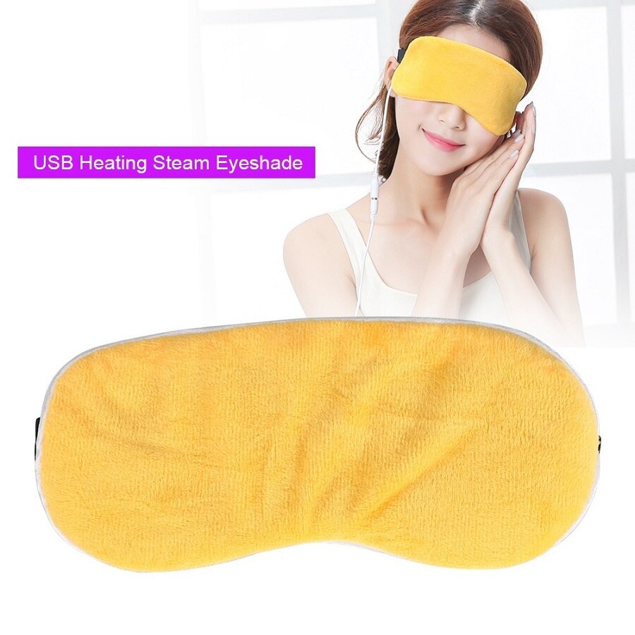 Mascarilla antifaz de vapor con calor USB, máscara de lavanda para ojos, antiojeras parche ocular, masajeador de ojos, alivio de la fatiga, sueño, viaje, sombra de ojos: Yellow