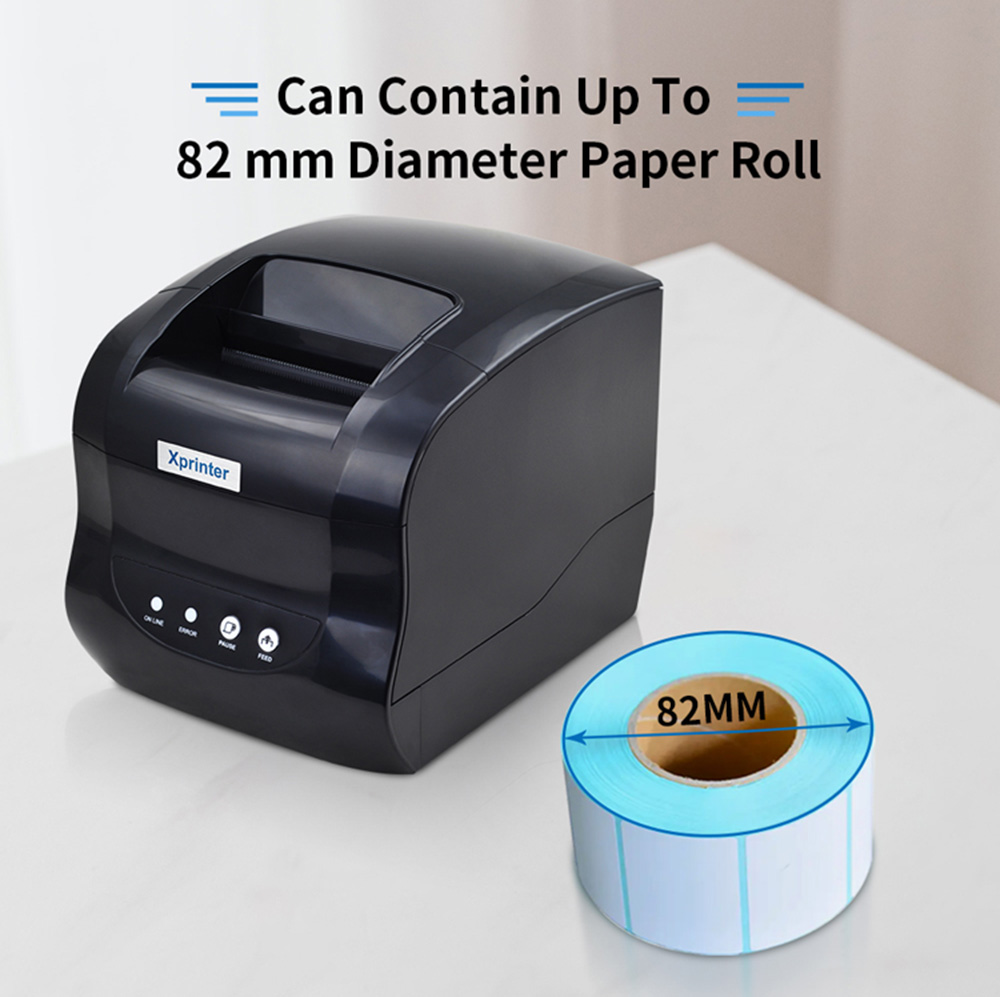 Impresora térmica de etiquetas Xprinter 365B, pegatina de código de barras, impresora de recibos, compatible con 20-80mm, máquina de impresión 2 en 1 para Android iOS Windows