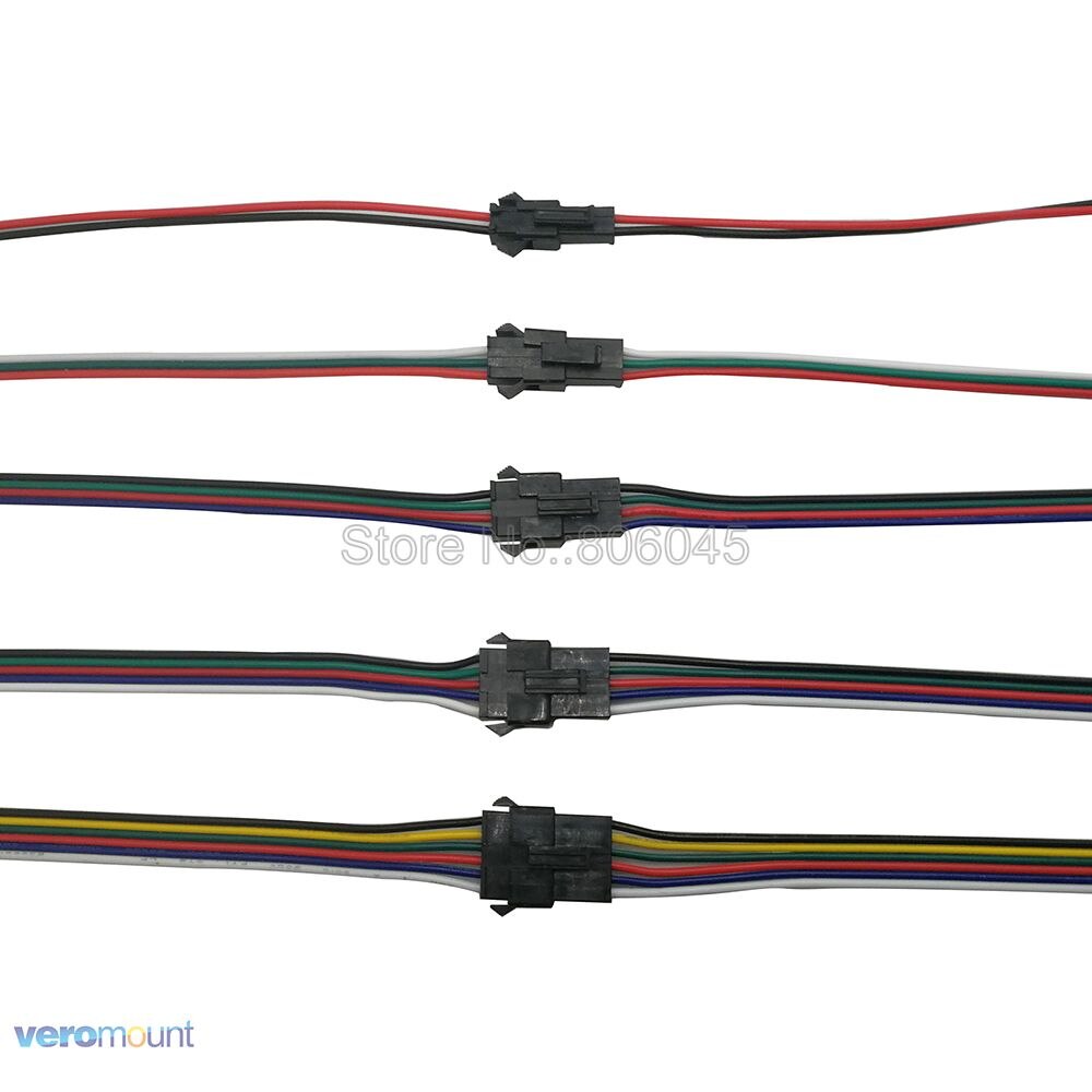 5Pairs 2pin 3pin 4pin 5pin 6pin SM JST LED Connector Male & Female Plug Socket Connector 15cm Wire for RGB RGBW RGBWW LED Strip