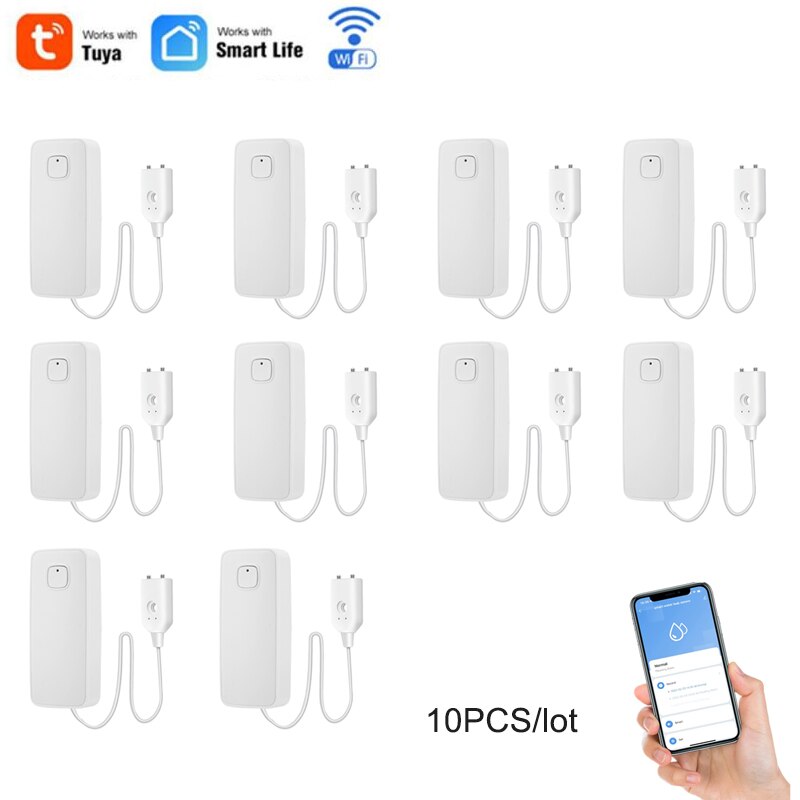Wifi Water Detector Leakage Sensor Alarm Built in Siren Sound Tuyasmart Smart Life APP Notification Flood Alert Overflow Safety