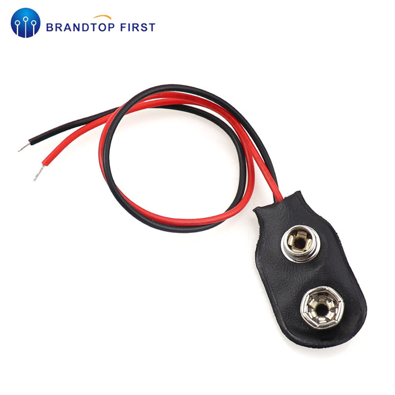 Conector de clip de presión de batería de 9V, soporte de cables de plomo Tipo I: Black