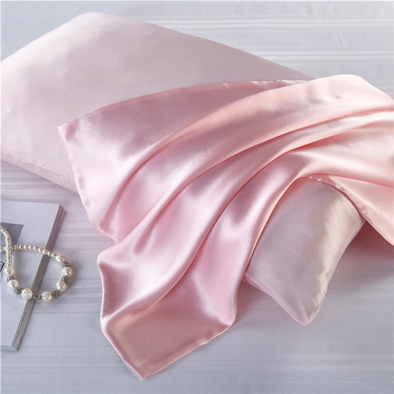 16 momme 100%  naturlig mulberry silke pudebetræk lynlås pudebetræk ægte silke pudebetræk satin til hjemmesengetøj 51*76cm: Lyserød