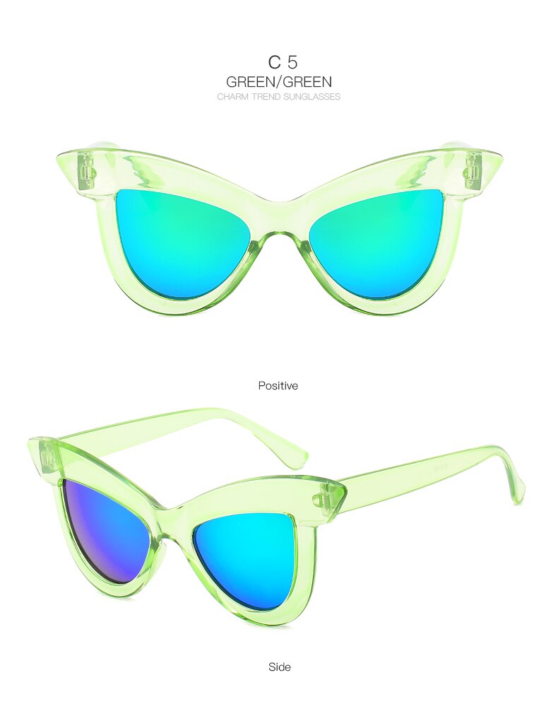 gafas de sol de personalidad cejas grandes ojos de gato senderismo gafas de sol coloridas tendencia de conducción gafas de sol de cruce: 12-BJ5190-C5