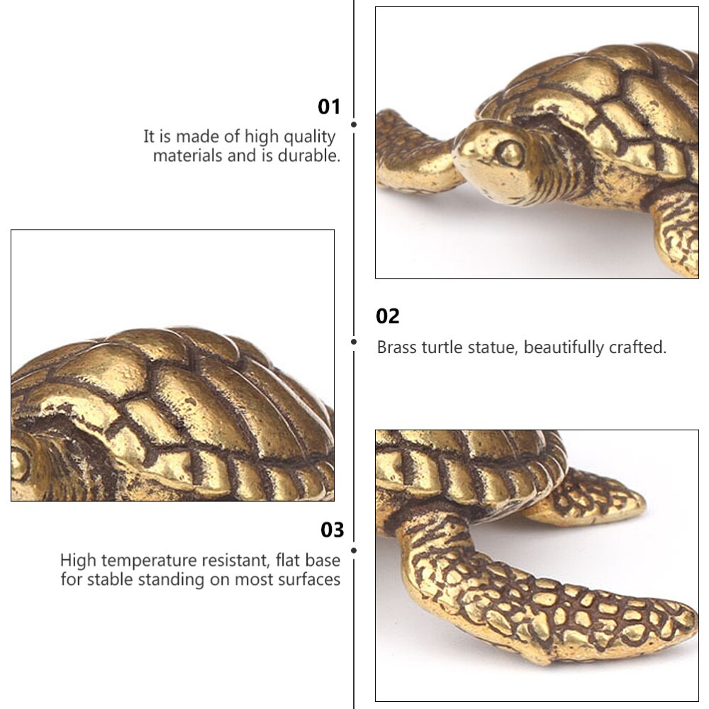 1pc Brass Turtle Statue Copper Retro Animal Sculpture for Table Old People Study Room