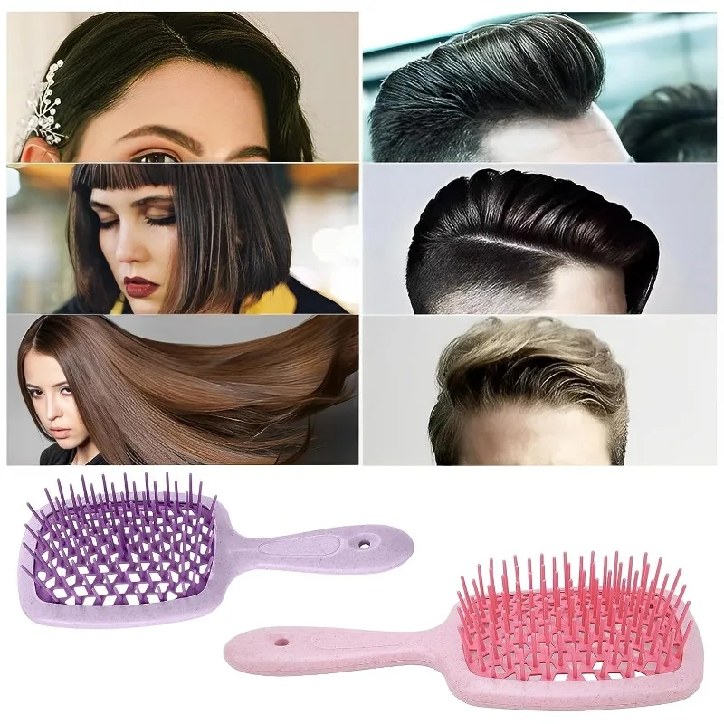 Peine para desenredar el cabello, masaje del cuero cabelludo, peine antiestático, cepillo para el cabello hueco para peinado de peluquero seco y húmedo, 2 uds.