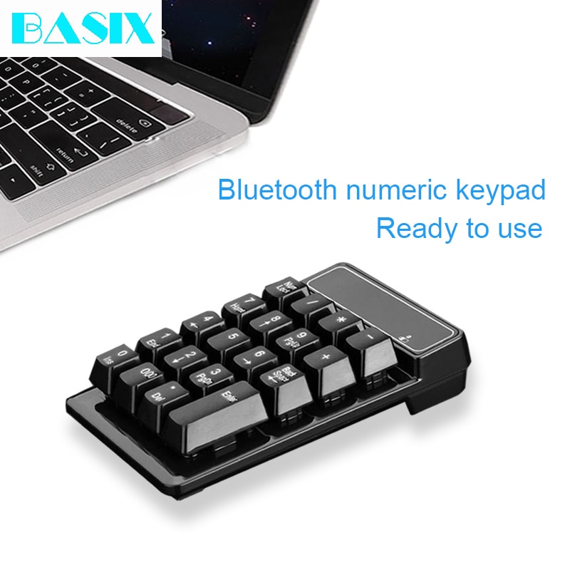 Basix 19 Toetsen Bluetooth Wireless Numeriek Toetsenbord Mini Numpad Toetsen Nummer Pad Digitale Toetsenbord Voor Pc Accounting Taken Toetsenbord