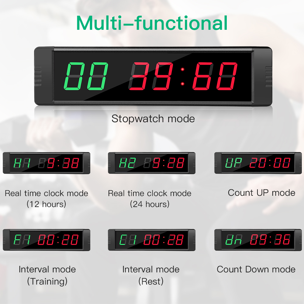 Gym Timer Programable Remote control LED Clock timer Interval Timer Clock Crossfit sports training clock