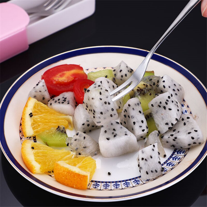 Stainless Steel Fruit Fork 13cm Two-tine Snack Cake Dessert Forks Home Tableware Cafeteria Flatware Fruit Fork Kitchen Accessory