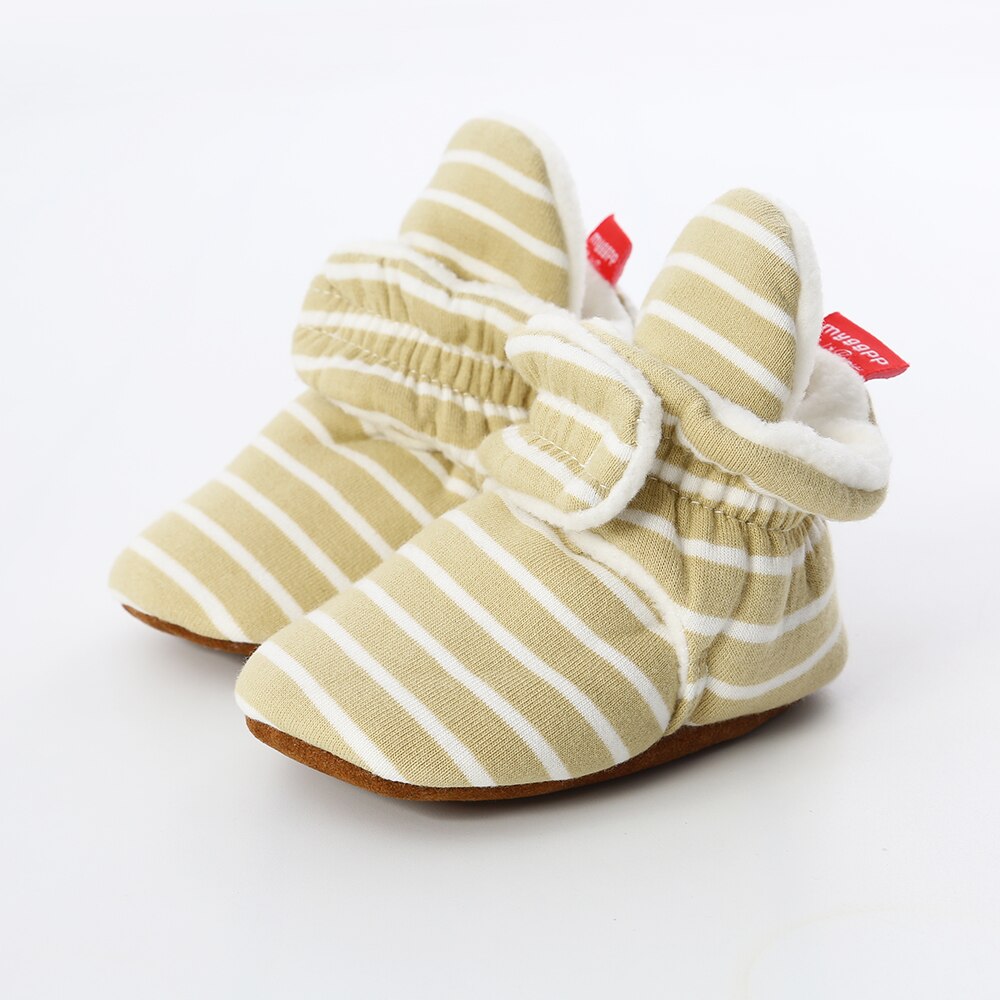 Établi à la 0-18M | Chaussons à semelle souple, bottes à rayures en coton, chaussures de berceau pour bébés garçons et nourrissons: E / 13-18 mois