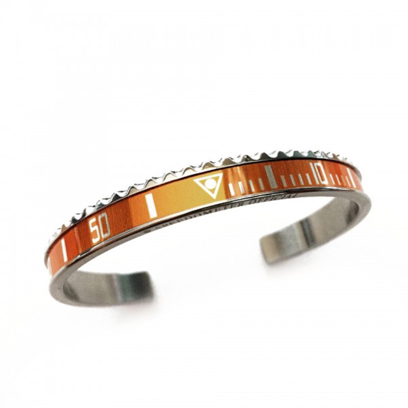 Bransoletka mankietowa ze stali nierdzewnej 12 kolorów w kolorze srebrnym ST01: steel-orange