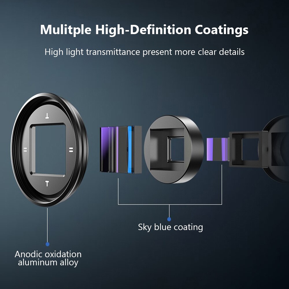 APEXEL APL-HBHDAN 1.33X Anamorphic Lens Movie Lens with HD Multiple Coatings Storage Bag Cleaning Cloth for Smartphone