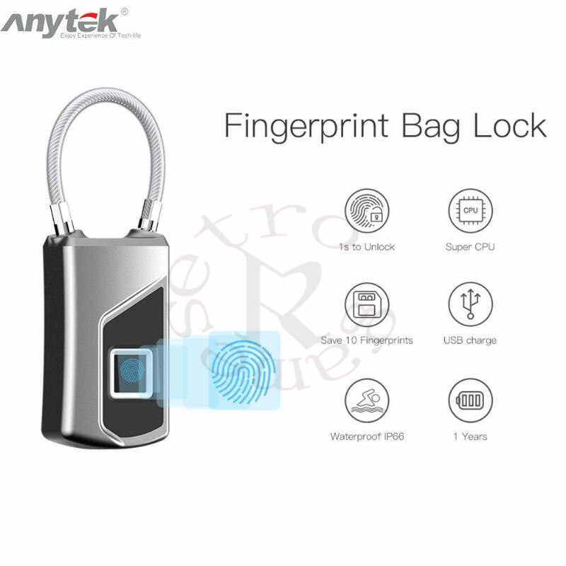 Anytek L1+ L1 Plus Smart Keyless Fingerprint Lock IP65 Anti-theft Door Suitcase Padlock