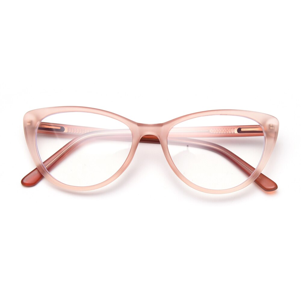 Peekaboo cat eye glasses prescription female pink brown transparent eyeglass frame for women clear lens birthday