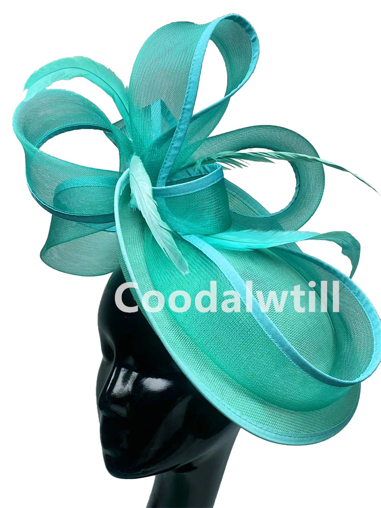 Rosa quente derby fascinator chapéu feminino casamento igreja acessórios de cabelo senhoras chique véu moda pillbox boné elegante festa millinery: Hortelã