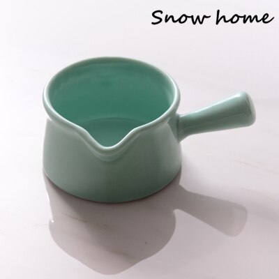 Mini Pot Keramische Melkkan Met Handvat Kleine Melk Cup Soepkom Bakken Kom Voedsel Sap Emmer: 140ML GREEN