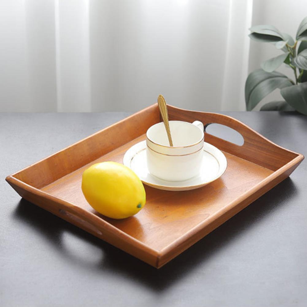 Retro Wooden Rectangular Serving Tray Fruit Food Snack Plate Kitchen Supplies