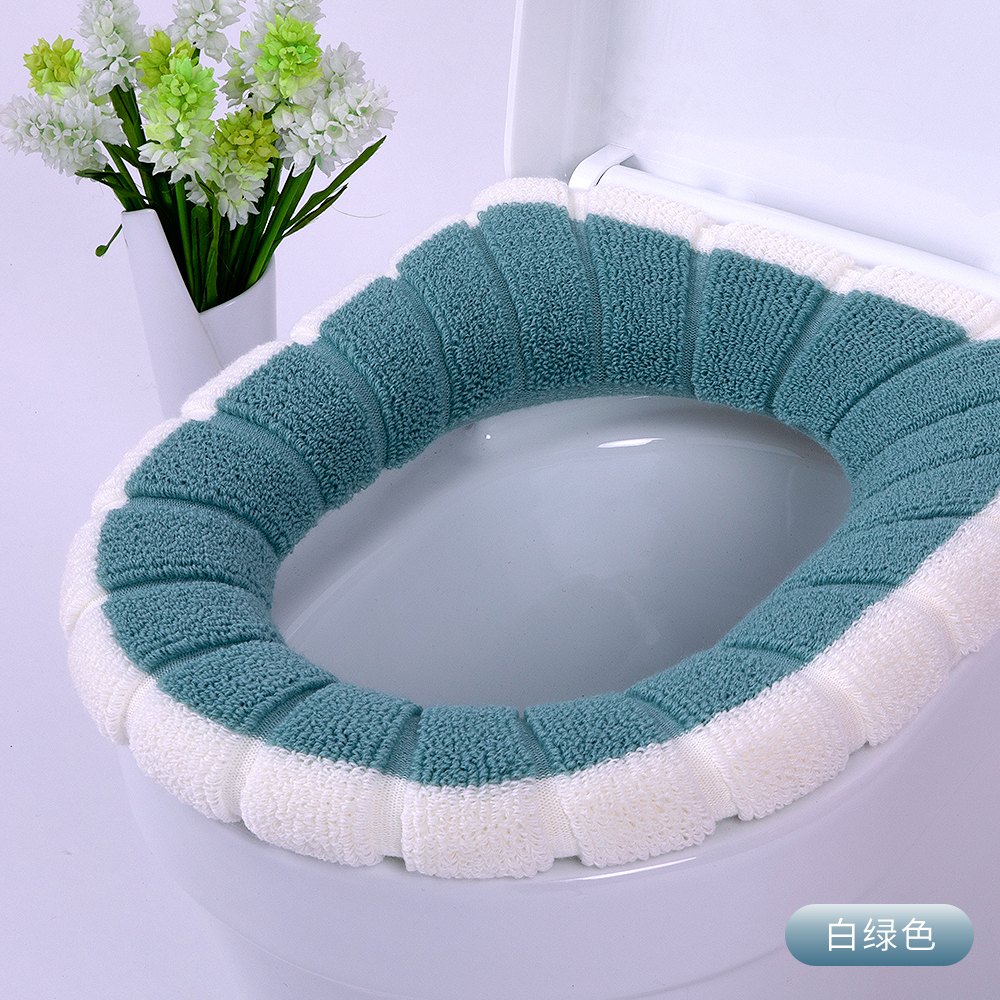 Badeværelse toiletsæde behagelig fløjl nærmestool vaskbar blød varmere måttedæksel til pude: Hvid grøn