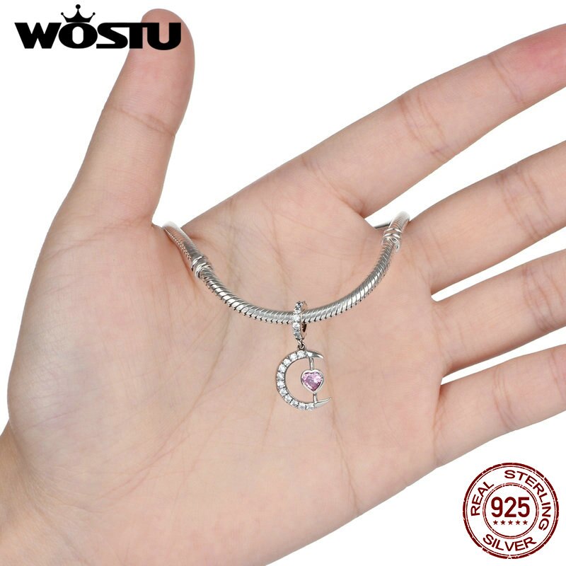 925 Sterling Silver The Heart Of Moon Charm Bead Fit Original Bracelet Necklace Pendants Authentic DIY Jewelry CQC040