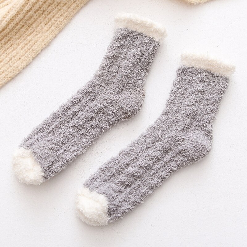 Winter Women Socks Cozy Cashmere Warm Sleep Socks Floor Home Fluffy Girl Socks Coral Velvet Feet Fall Warmer Christmas: 1