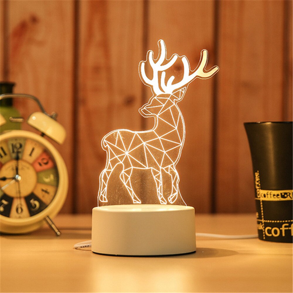 3D USB LED Light Acrylic Night Table Desk Bedroom Decor Warm White Lamp Night Lamp Acrylic: G