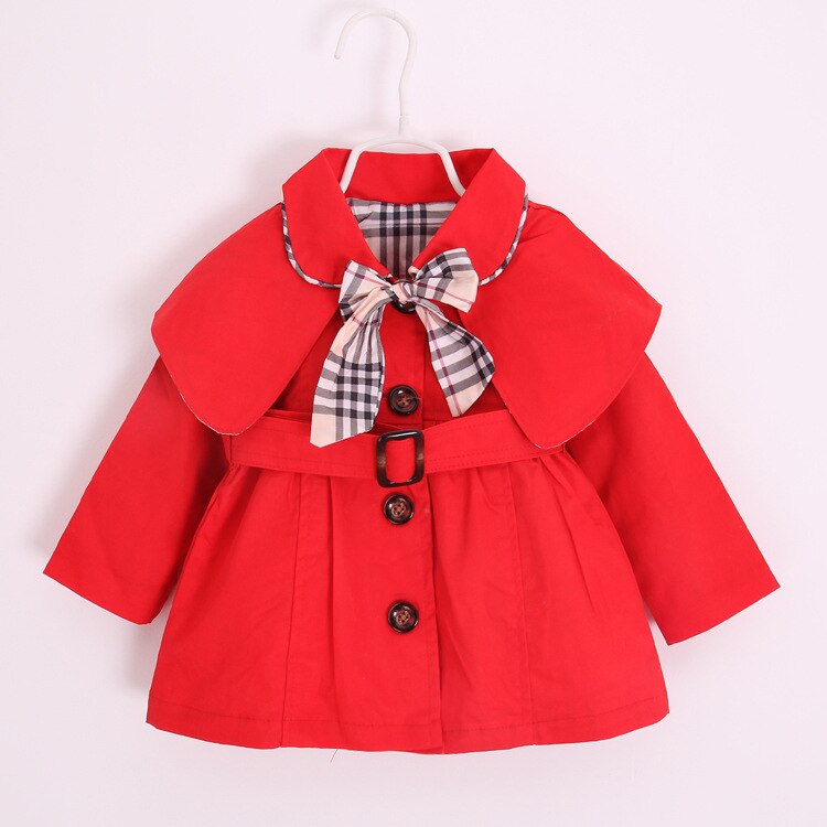 Agrume automne bébé veste Infantil fille bébé manteau bébé Trench Double poitrine coupe-vent pour fille enfants printemps veste: Red / 12-18M