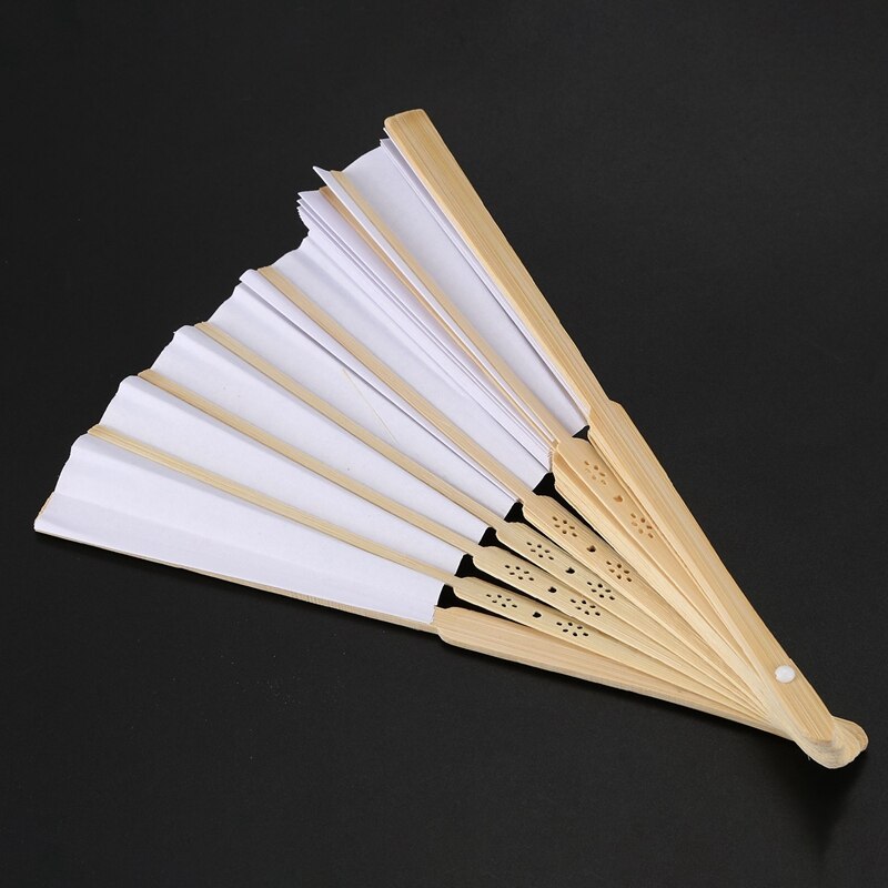 100 Pcs White Folding Paper Hand Fan Wedding Party Favors 21Cm(White)