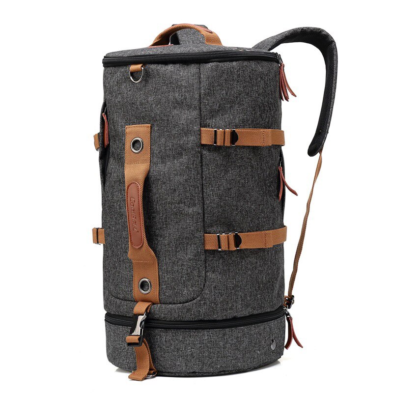 Novo coreano balde saco duplo ombro estudante mochila moda tendência juventude computador bolsa de viagem: Dark Gray