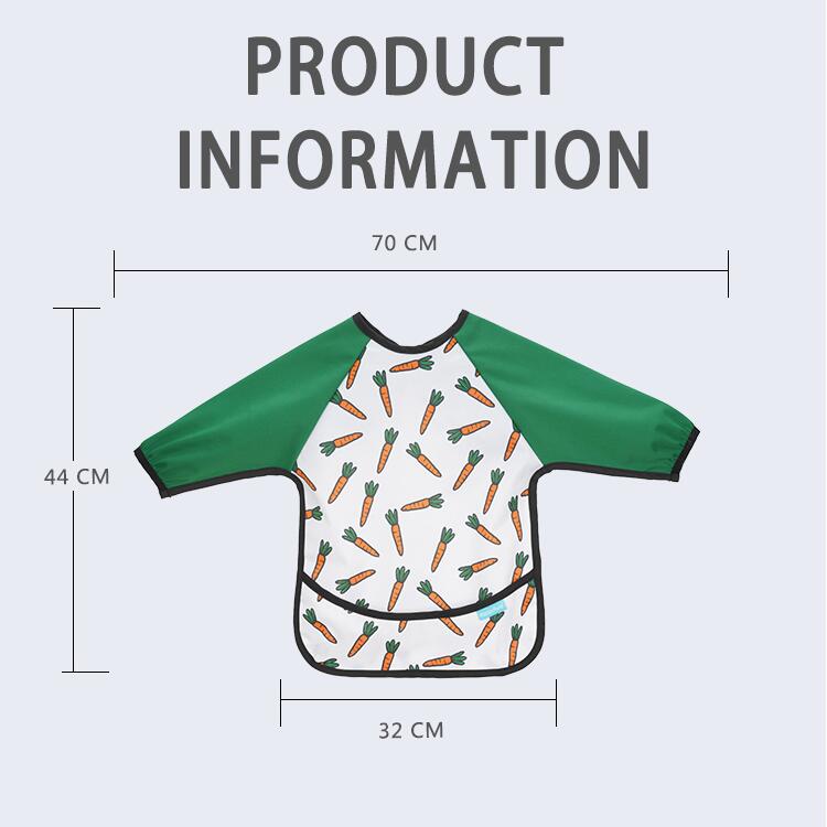 HappyFlute Button Style Bib 2pcs Set Cute Waterproof Long Sleeves With Snap Children Cloth Burp for 6-24month Baby