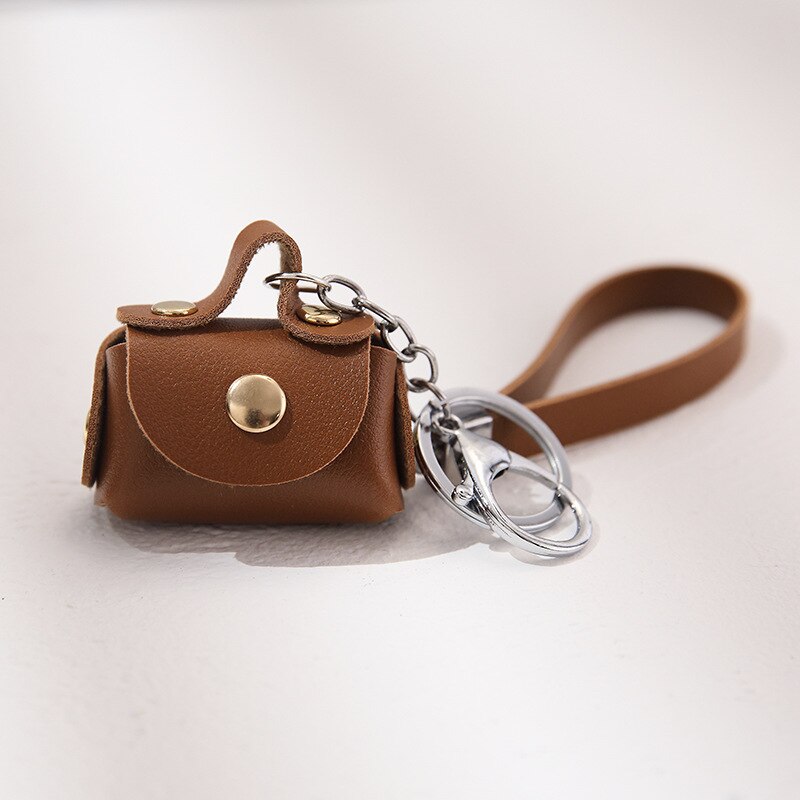 Mode Pu Lederen Sleutelhanger Mini Portemonnee Dames Autosleutel Houder Portemonnee Clutch Oortelefoon Coin Pouch Kleine Handtas Tas portemonnees: Khaki