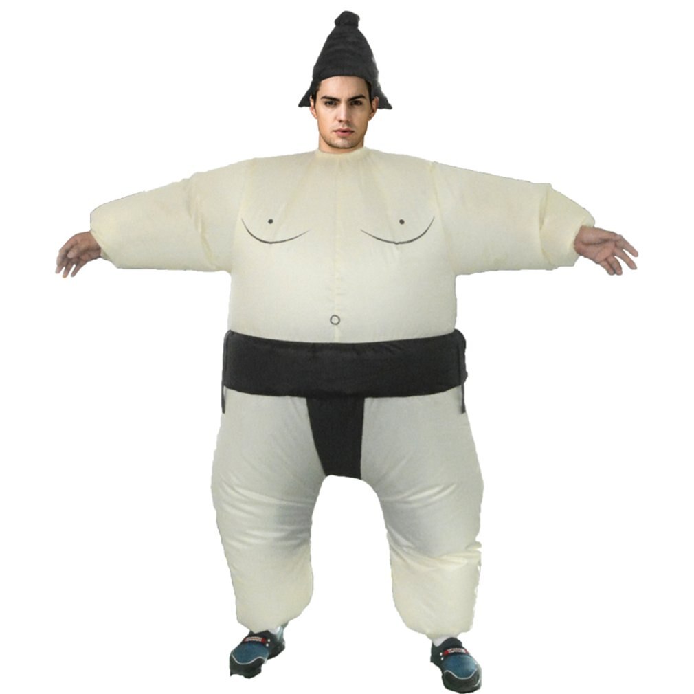 Vestido inflable con ventilador para hombre y mujer traje con máscara ancha, disfraz de luchador